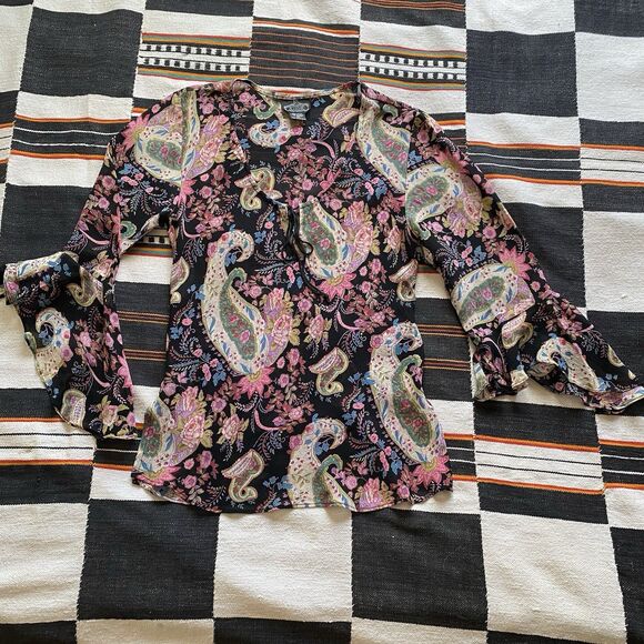 Vintage Angie 100% Rayon Hippie Boho Paisley Blouse. Festival Wear. India. S/M - Picture 7 of 14